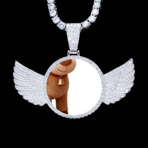 925S & VVS Moissanite 3D Wing Custom Picture Pendant