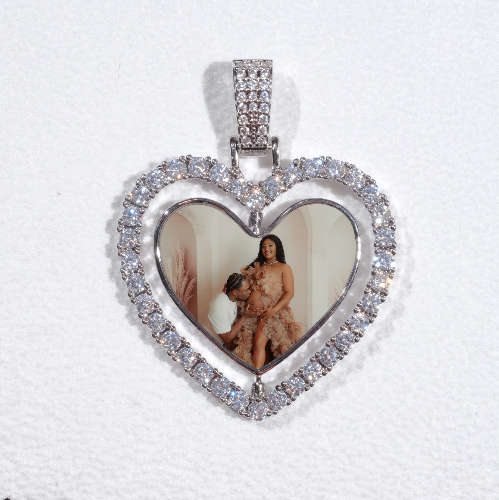 3D Spinning 2-Faced Heart Custom Picture Pendant