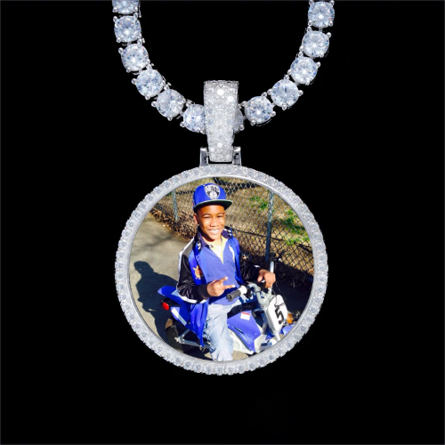 925S & VVS Moissanite 3D Circle Custom Picture Pendant