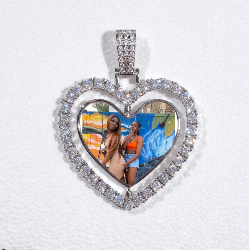 3D Spinning 2-Faced Heart Custom Picture Pendant