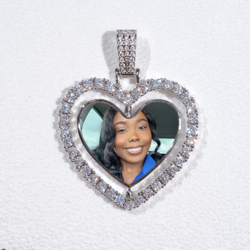 3D Spinning 2-Faced Heart Custom Picture Pendant