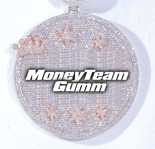 CUSTOM LETTER NECKLACE 3D BIG CROWN DISC