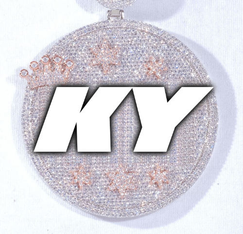 CUSTOM LETTER NECKLACE 3D BIG CROWN DISC