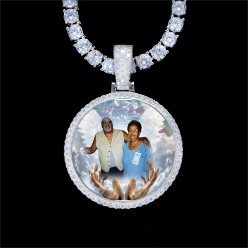 925S & VVS Moissanite 3D Circle Custom Picture Pendant