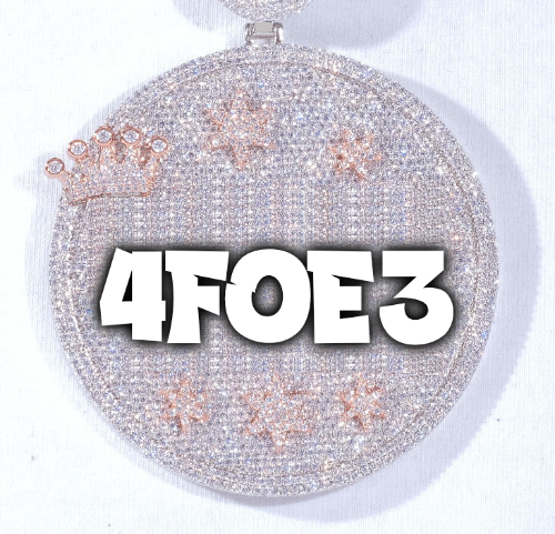CUSTOM LETTER NECKLACE 3D BIG CROWN DISC