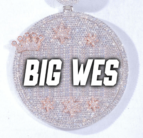 CUSTOM LETTER NECKLACE 3D BIG CROWN DISC