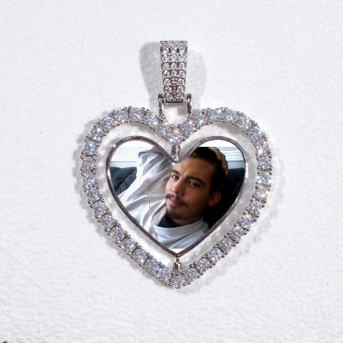 3D Spinning 2-Faced Heart Custom Picture Pendant