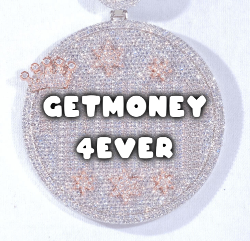 CUSTOM LETTER NECKLACE 3D BIG CROWN DISC