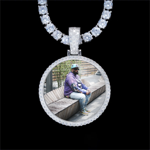 925S & VVS Moissanite 3D Circle Custom Picture Pendant