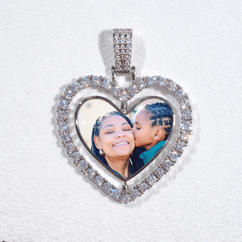 3D Spinning 2-Faced Heart Custom Picture Pendant