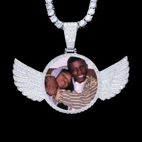 925S & VVS Moissanite 3D Wing Custom Picture Pendant