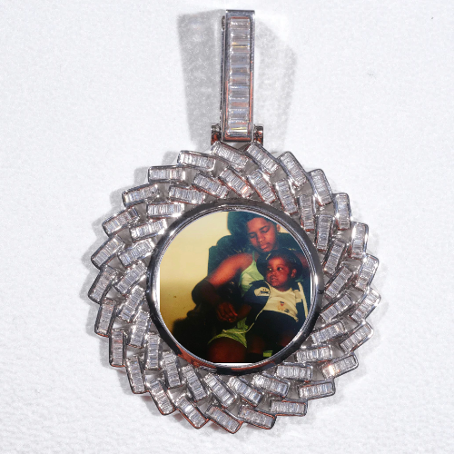 Large 3D Baguette Custom Picture Pendant