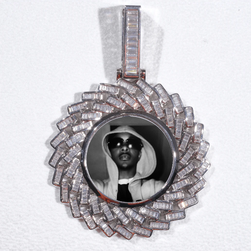 Large 3D Baguette Custom Picture Pendant