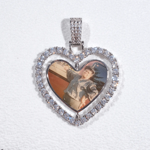 3D Spinning 2-Faced Heart Custom Picture Pendant