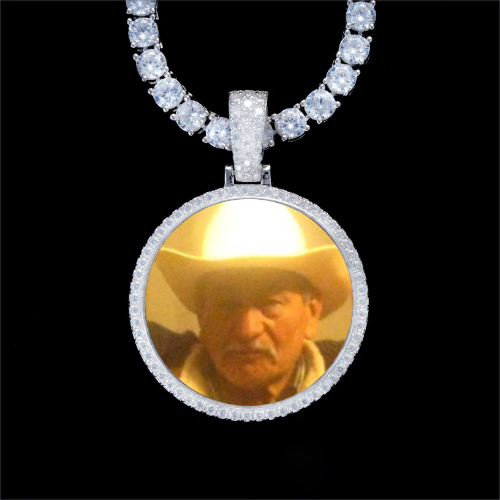 925S & VVS Moissanite 3D Circle Custom Picture Pendant