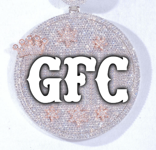 CUSTOM LETTER NECKLACE 3D BIG CROWN DISC