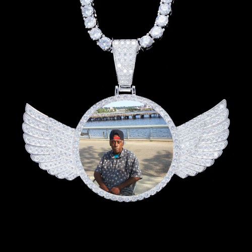 925S & VVS Moissanite 3D Wing Custom Picture Pendant