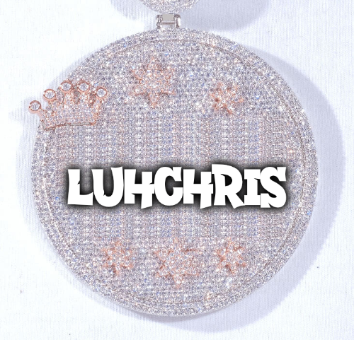 CUSTOM LETTER NECKLACE 3D BIG CROWN DISC