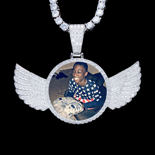 925S & VVS Moissanite 3D Wing Custom Picture Pendant