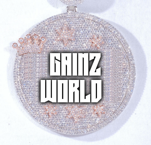 CUSTOM LETTER NECKLACE 3D BIG CROWN DISC