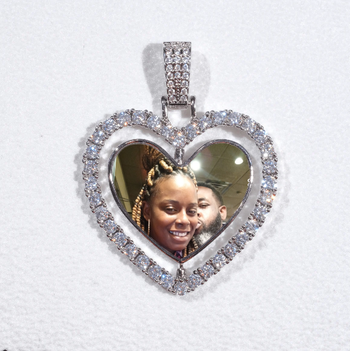 3D Spinning 2-Faced Heart Custom Picture Pendant