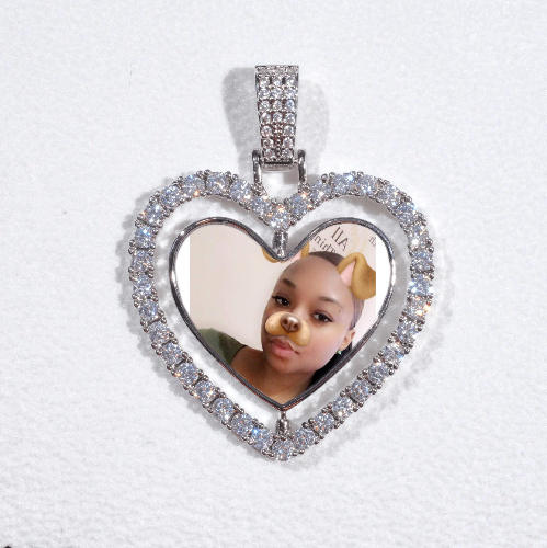 3D Spinning 2-Faced Heart Custom Picture Pendant