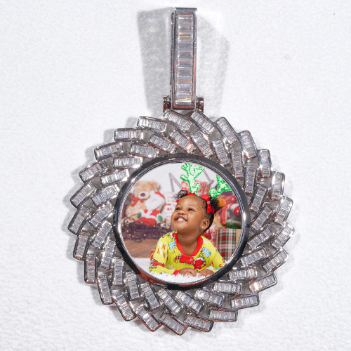 Large 3D Baguette Custom Picture Pendant