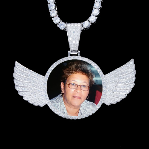 925S & VVS Moissanite 3D Wing Custom Picture Pendant