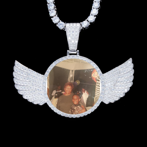 925S & VVS Moissanite 3D Wing Custom Picture Pendant