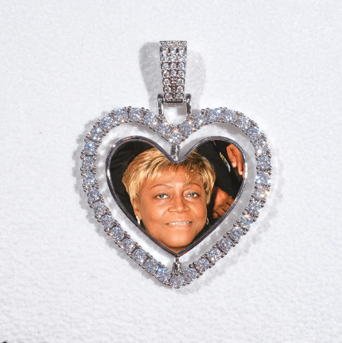 3D Spinning 2-Faced Heart Custom Picture Pendant