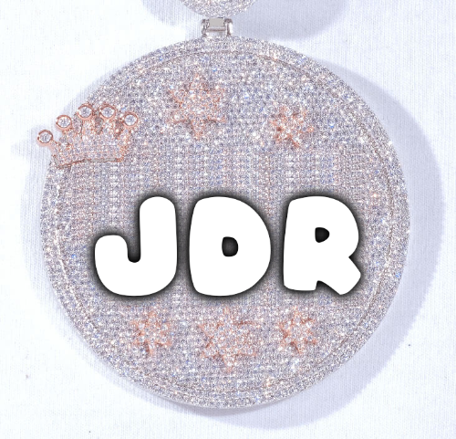 CUSTOM LETTER NECKLACE 3D BIG CROWN DISC