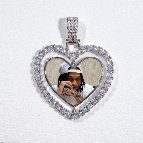 3D Spinning 2-Faced Heart Custom Picture Pendant