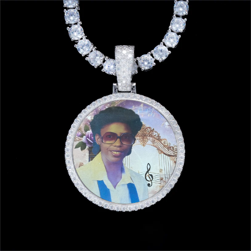 925S & VVS Moissanite 3D Circle Custom Picture Pendant