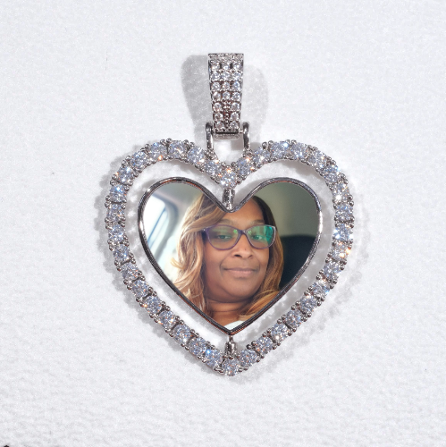 3D Spinning 2-Faced Heart Custom Picture Pendant