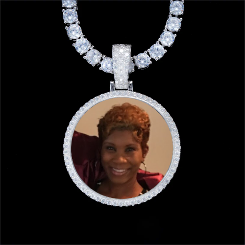 925S & VVS Moissanite 3D Circle Custom Picture Pendant