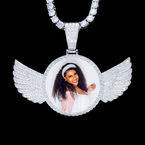 925S & VVS Moissanite 3D Wing Custom Picture Pendant