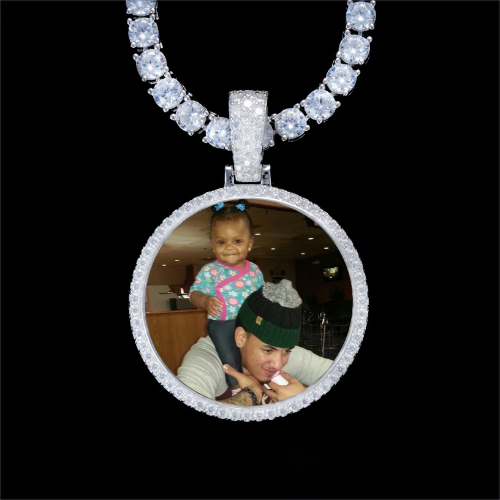 925S & VVS Moissanite 3D Circle Custom Picture Pendant