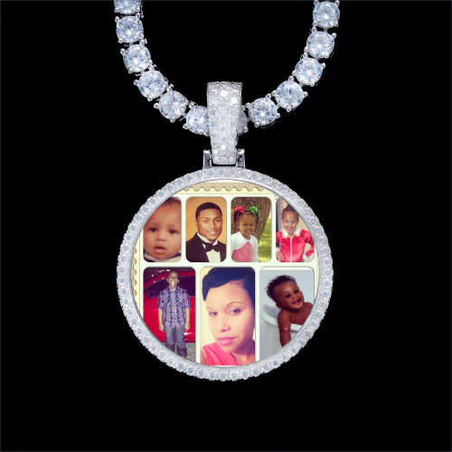 925S & VVS Moissanite 3D Circle Custom Picture Pendant