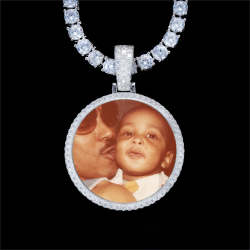 925S & VVS Moissanite 3D Circle Custom Picture Pendant