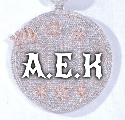 CUSTOM LETTER NECKLACE 3D BIG CROWN DISC