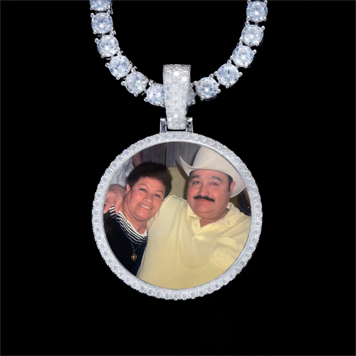 925S & VVS Moissanite 3D Circle Custom Picture Pendant