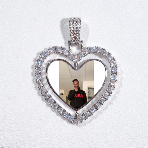 3D Spinning 2-Faced Heart Custom Picture Pendant