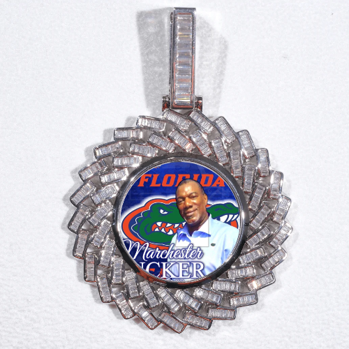 Large 3D Baguette Custom Picture Pendant