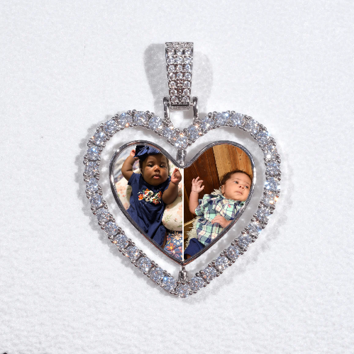 3D Spinning 2-Faced Heart Custom Picture Pendant