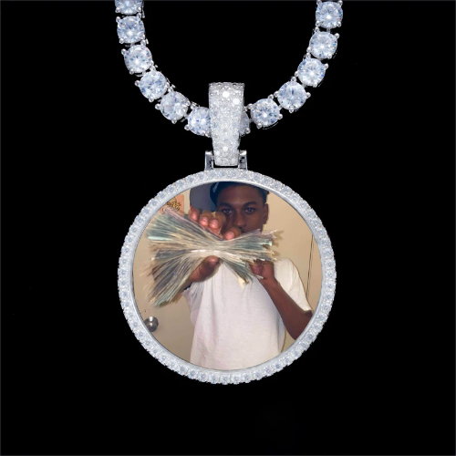 925S & VVS Moissanite 3D Circle Custom Picture Pendant