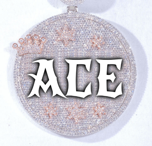 CUSTOM LETTER NECKLACE 3D BIG CROWN DISC