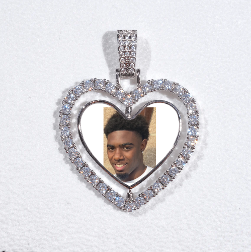 3D Spinning 2-Faced Heart Custom Picture Pendant