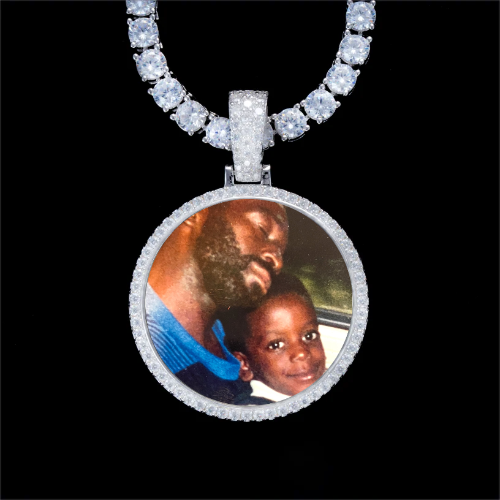 925S & VVS Moissanite 3D Circle Custom Picture Pendant