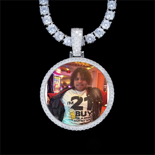 925S & VVS Moissanite 3D Circle Custom Picture Pendant