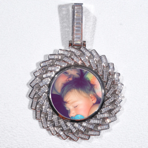 Large 3D Baguette Custom Picture Pendant
